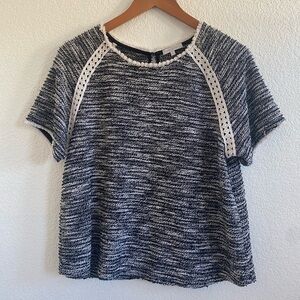 ❤️ Crystal & Violet Short Sleeve Sweater | Grey and black